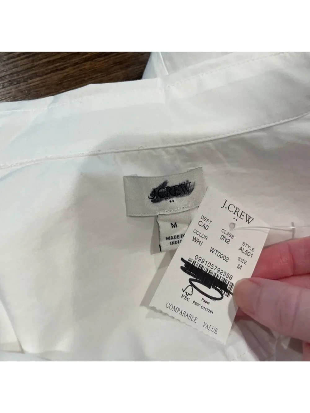NWT J.Crew Factory Button-Up Shirt Sz M White Cotton Poplin Preppy Lightweight